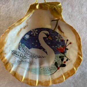 12 Days of Christmas Decoupaged and Gold Painted Natural Seashells